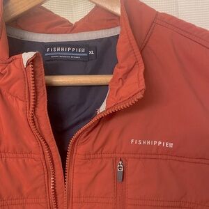 FishHippie mens orange puffer vest